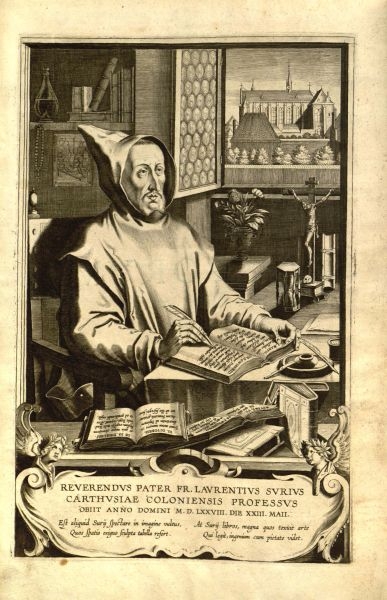 Laurentius Surius, Kupferstich basierend auf dem Holzschnitt d. Monogrammisten H. E., 1618