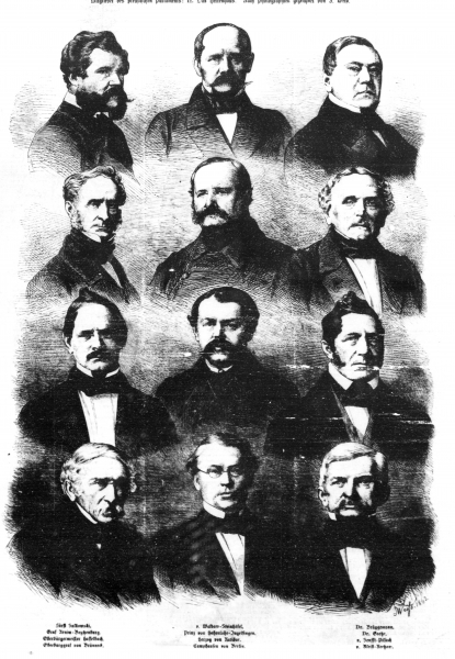 Mitglieder des Herrenhaus, 1862 – nach Photographien gezeichnet von S. Weiß, Scan aus: Illustrierten Zeitung Nr. 978, 29. März 1862, S. 209