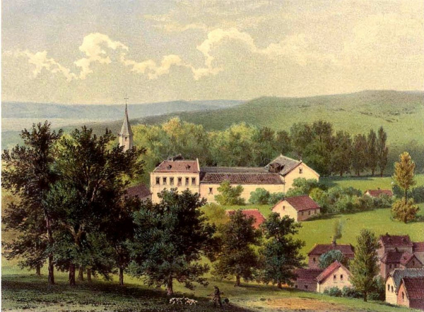Die Burg Vlatten, Stammsitz der von Vlattens in der Eifel, im 19. Jahrhundert, Sammlung Alexander Duncker
