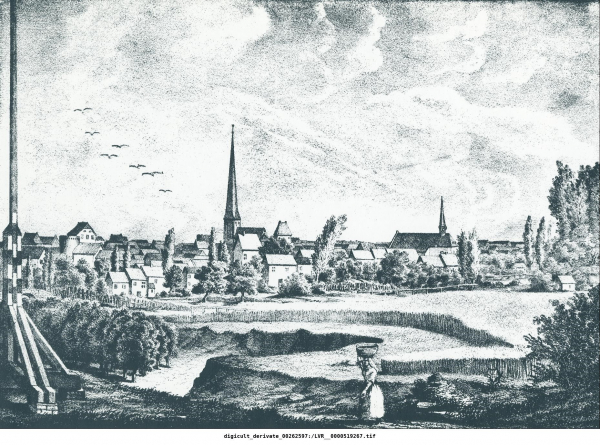 Stadtansicht von Südwesten (31 x 23 cm) von L. Cajetan, um 1840