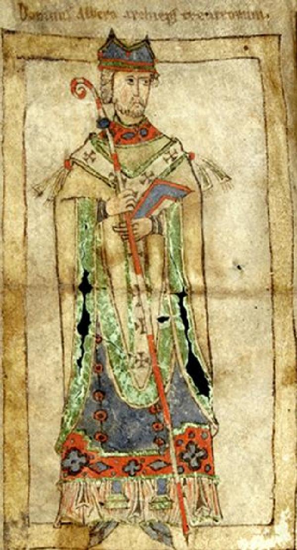 Erzbischof Albero von Trier, kolorierte  Zeichnung, 2. Hälfte 12. Jahrhundert