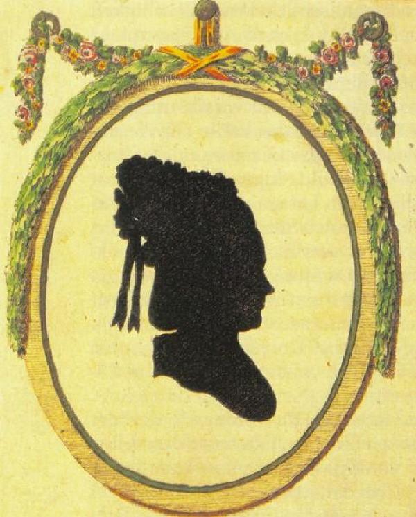 Sophie von La Roche, nach einem Scherenschnitt in Melusinens Sommerabende, 1806