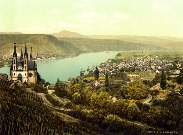 Blick auf Remagen, Photochromdruck, zwischen 1890 und 1900