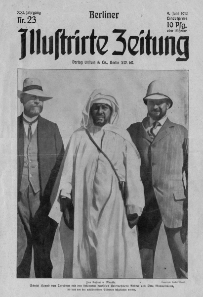 Robert und Otto Mannesmann mit Scheich Hamed von Tarudant in Marokko, 1912