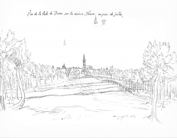 Stadtansicht von Südwesten um 1730 von R. Roidkin