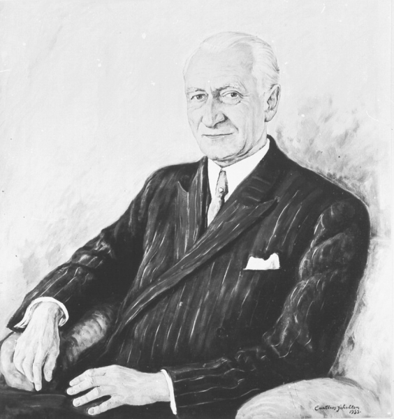 Dr. Leo Schwering im Jahr 1953 auf einem Gemälde von Curtius Schulten