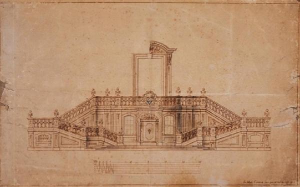 Entwurf für die Freitreppe des Aachener Rathauses anlässlich der Neugestaltung der Rathausfassade, 1727