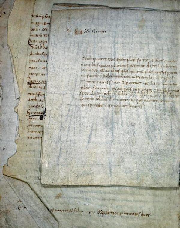 Originalheft einer Propagandaschrift, die Gunthar von Köln 865 an Erzbischof Hinkmar von Reims übermittelte; letztes Blatt: Anweisung zur Verbreitung der Schrift