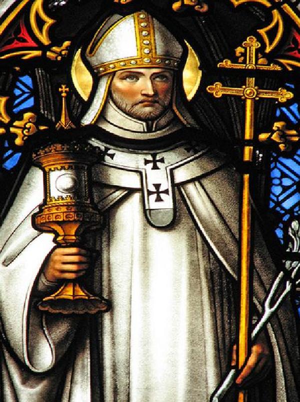 Norbert von Xanten, Gründer der Prämonstratenser, Buntglasfenster der Katholischen Pfarrkirche Skipton, England