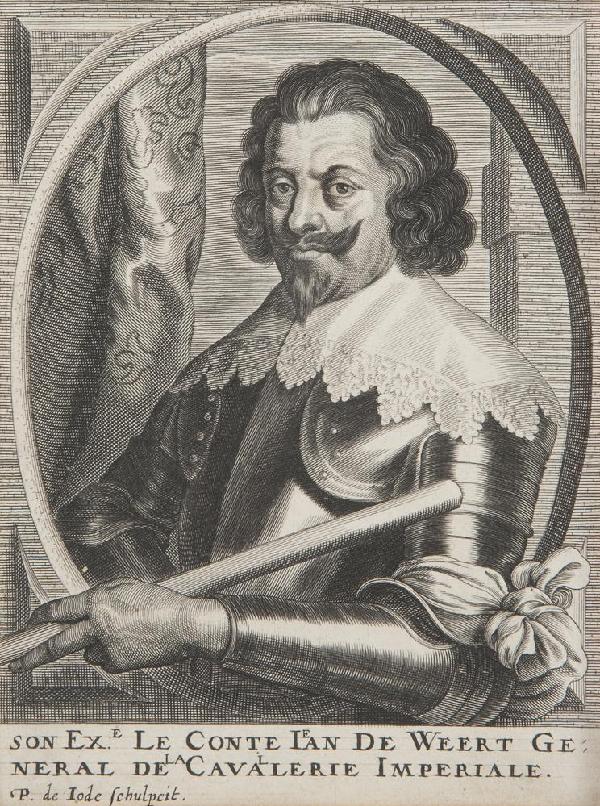 Jan von Werth, Porträt, Kupferstich von Peeter van Jode (1606-nach 1674), 1629