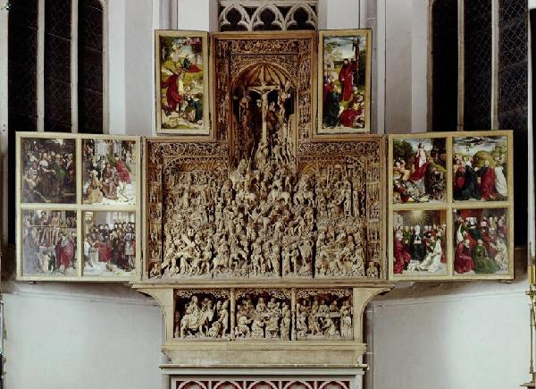 Hochaltar mit Passionsszenen, Katholische Pfarrkirche Sankt Nikolai, Kalkar, 1488 durch Arnt Beeldsinder begonnen