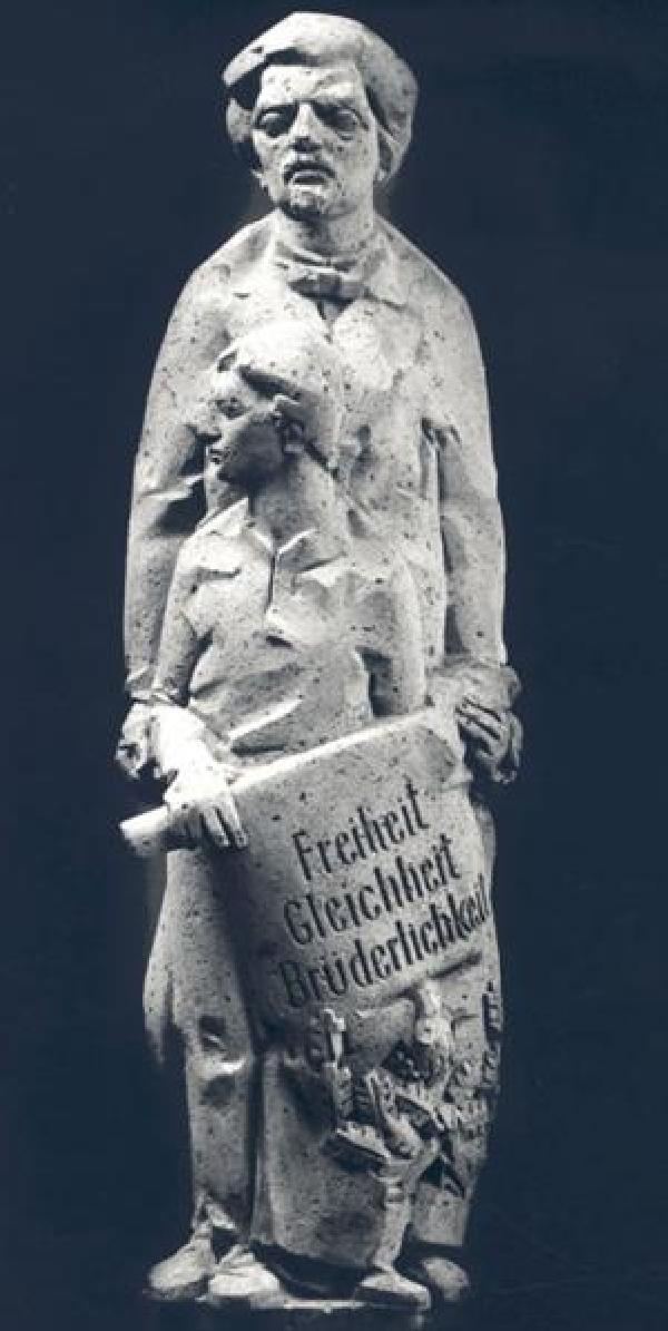 Moses Heß, Skulptur am Kölner Rathausturm, 1992, Bildhauer: Heribert Calleen