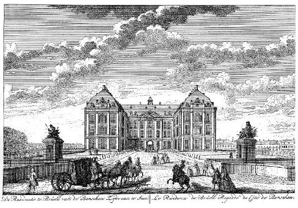 Schloss Augustusburg mit Ehrenhof von Osten um 1763 von Hendrik de Leth d. J