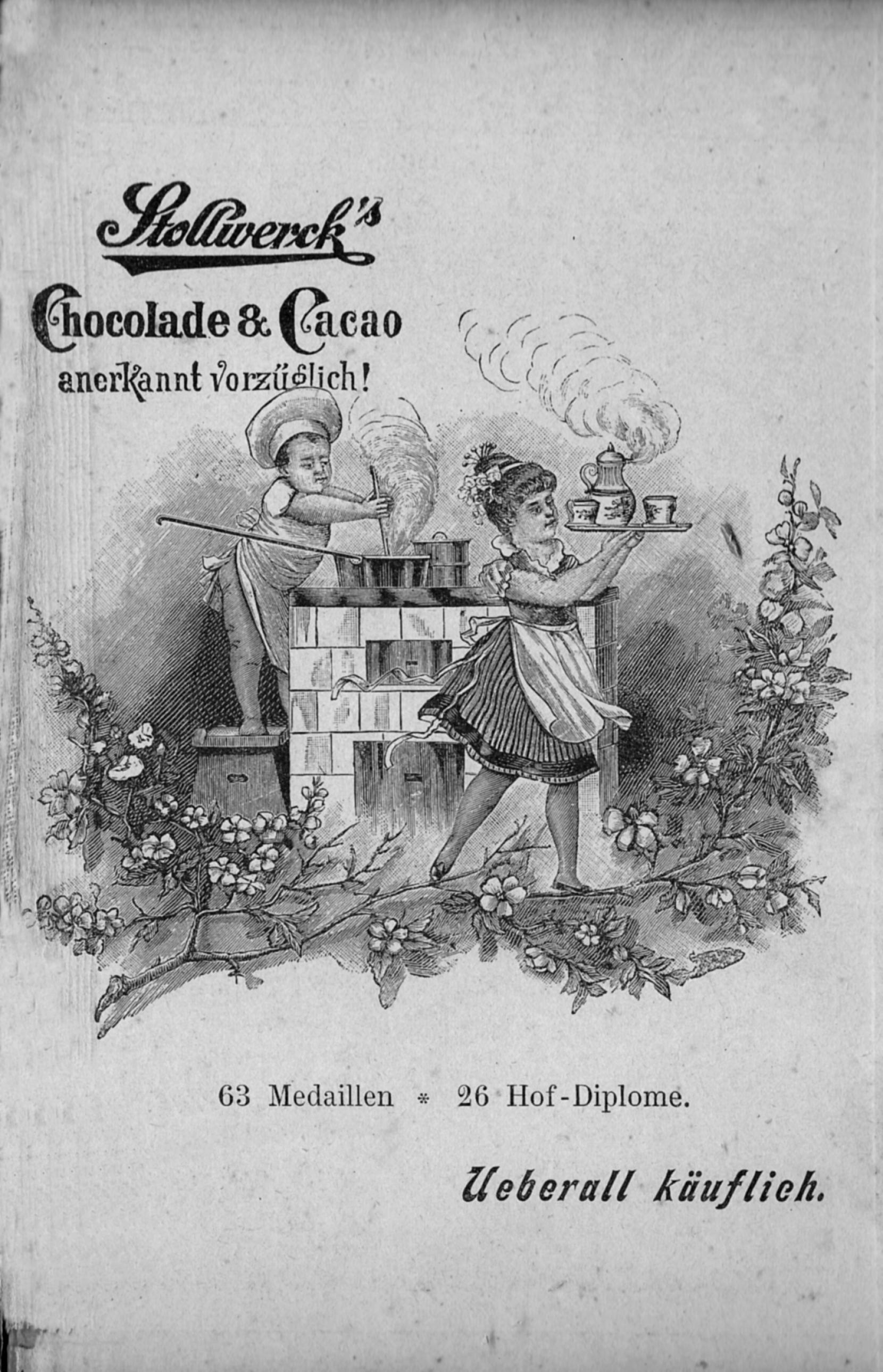 Werbung der Firma Stollwerck, aus: Jahrbuch der Berliner Morgenzeitung, 1896. (